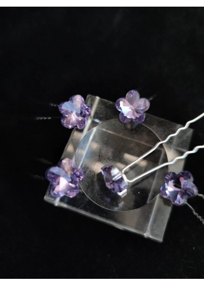 Комплект 5 кристални фуркети за коса в цвят светло лилаво Absolute Lavender